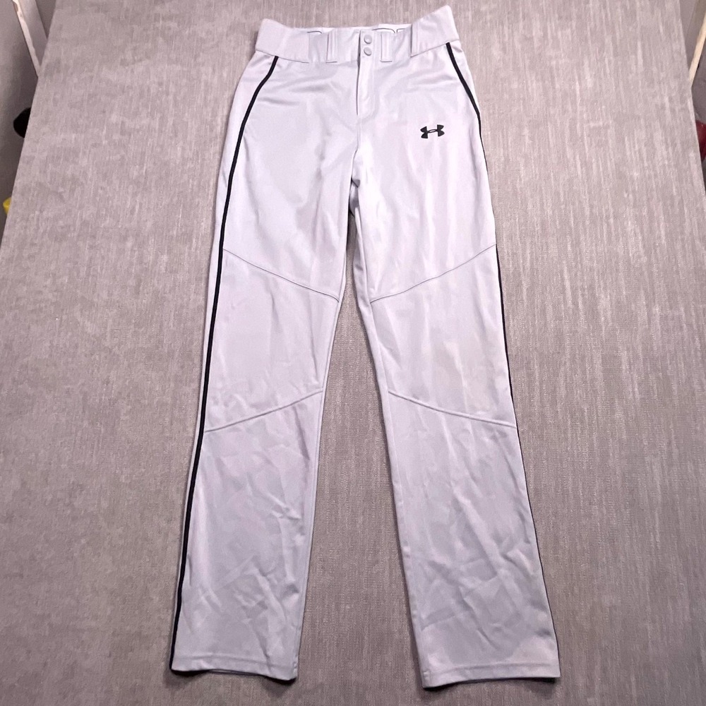 Under Armour Utility Piped Baseball Pants Mens S Gray Straight Leg Activewear
